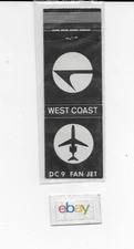 WEST COAST AIRLINES MATCHBOOK COVER DC-9 FAN JETS 1966