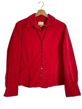 Christopher & Banks Corduroy Jacket Womens Size Uk 16 Red Cotton Stretch Us M