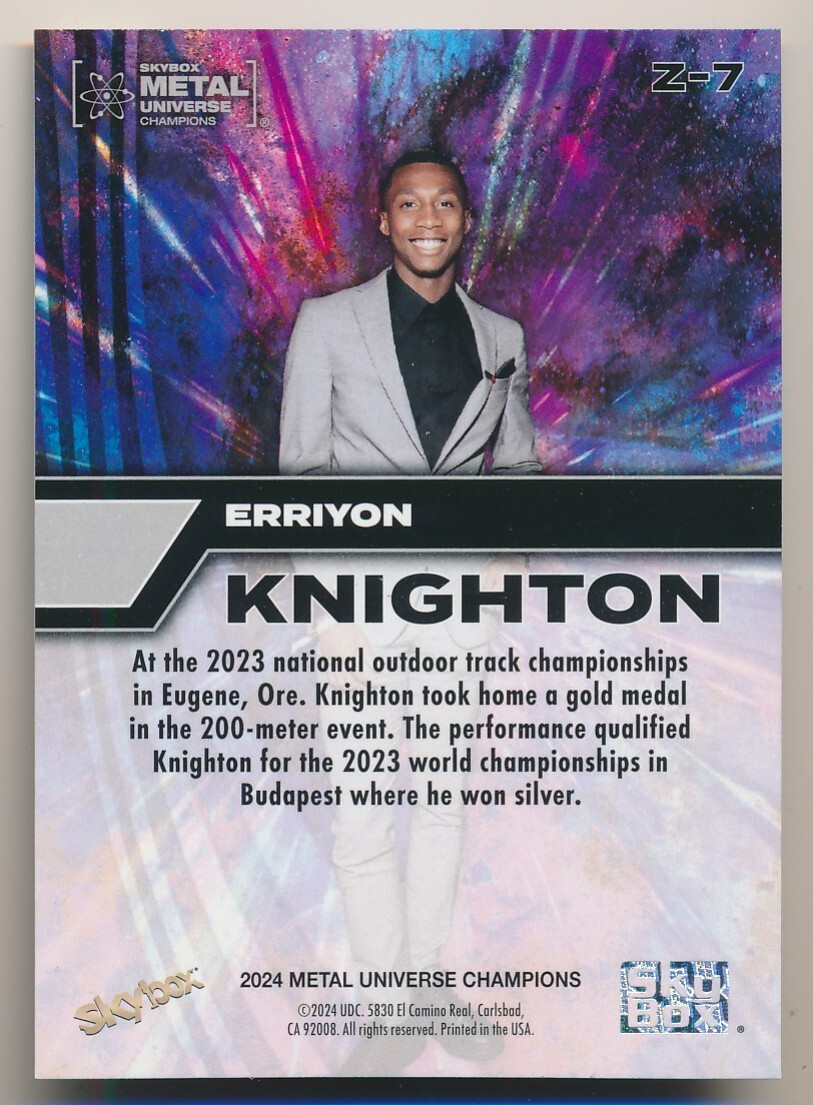 ERRIYON KNIGHTON Z-7 2024 Upper Deck Metal Champions Z-FORCE RC