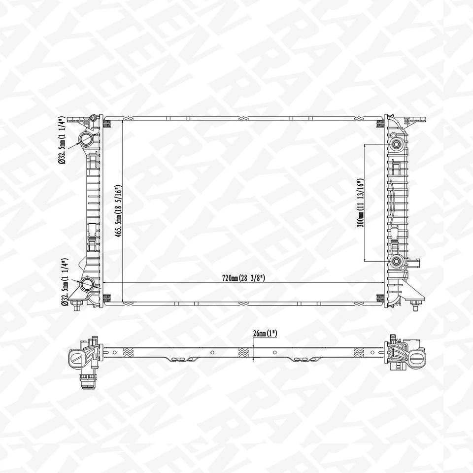 Aluminum Radiator For 2009-2016 Audi A4 2.0L 2013-2016 Audi allroad 2.0L Foto 4 de 4