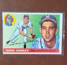 1955 Topps Vintage MLB Baseball Card - Gene Conley Rookie #81 Milwaukee Braves. rookie card picture