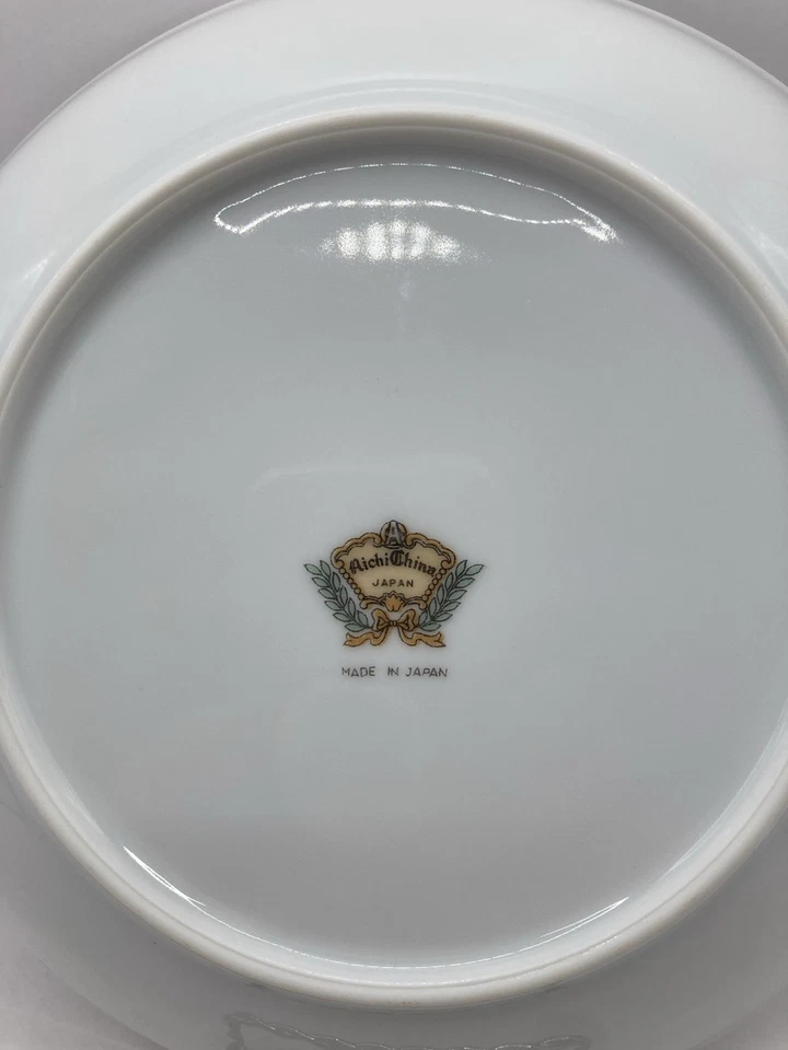 4) Ensaladeras/sopa china Aichi AIC25 bambú blanco borde dorado 7,5" diámetro Japón Foto 3 de 4
