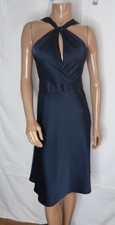 J. Crew Dress Womens Size 4 Blue Satin Pretty Party Collection Keyhole Neck