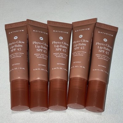 5 New Naturium Phyto-Glow Lip Balm, Getaway, Slightly Damaged Outer Packaging