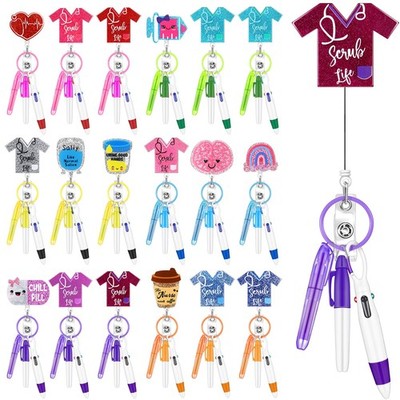 Nurse Badge Accessories 90 Pcs Retractable Reel Clips Pens Markers Lincia Staff