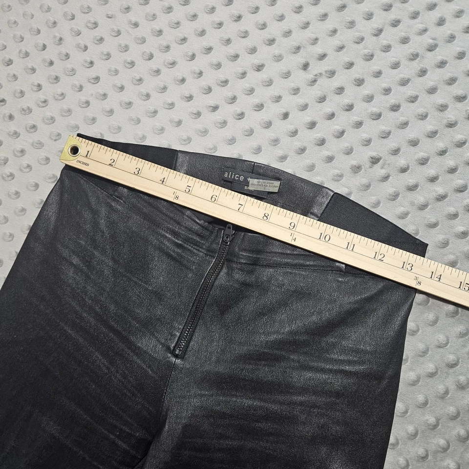Alice and Olivia Piel de Cordero Cuero Cremallera Frontal Leggings Pantalones Mujer Talla 2 Negro Foto 3 de 4