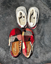 TOMS Unisex Baby  Toddler Slip-On Casual Plaid Shoes Red US Size 4