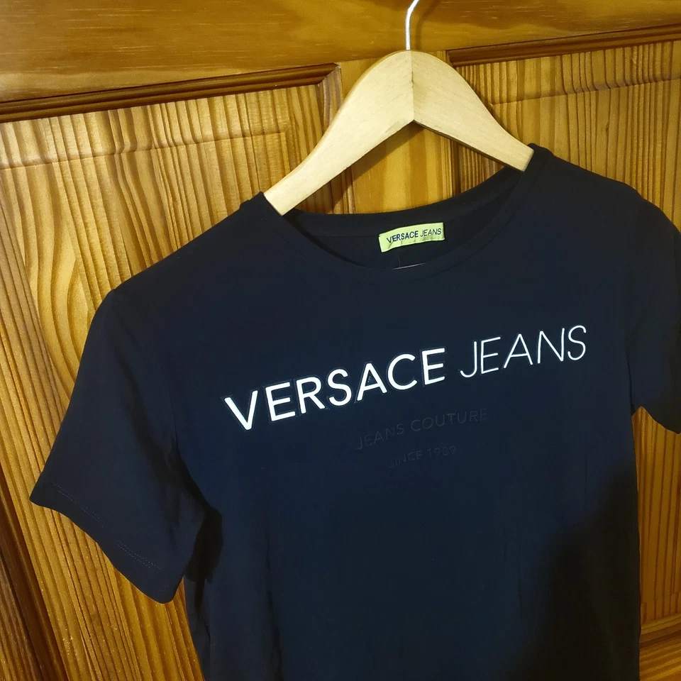 Camiseta VERSACE JEANS PARA HOMBRE Calce Ajustado Logo Manga Corta Cuello Redondo Negra Talla S Foto 4 de 4