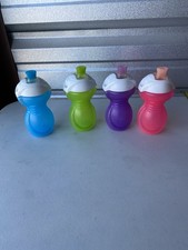 Munchkin Mighty Grip Sippy Cups 10oz Flip Straw Spill Proof Lot of 4 Pink Blue