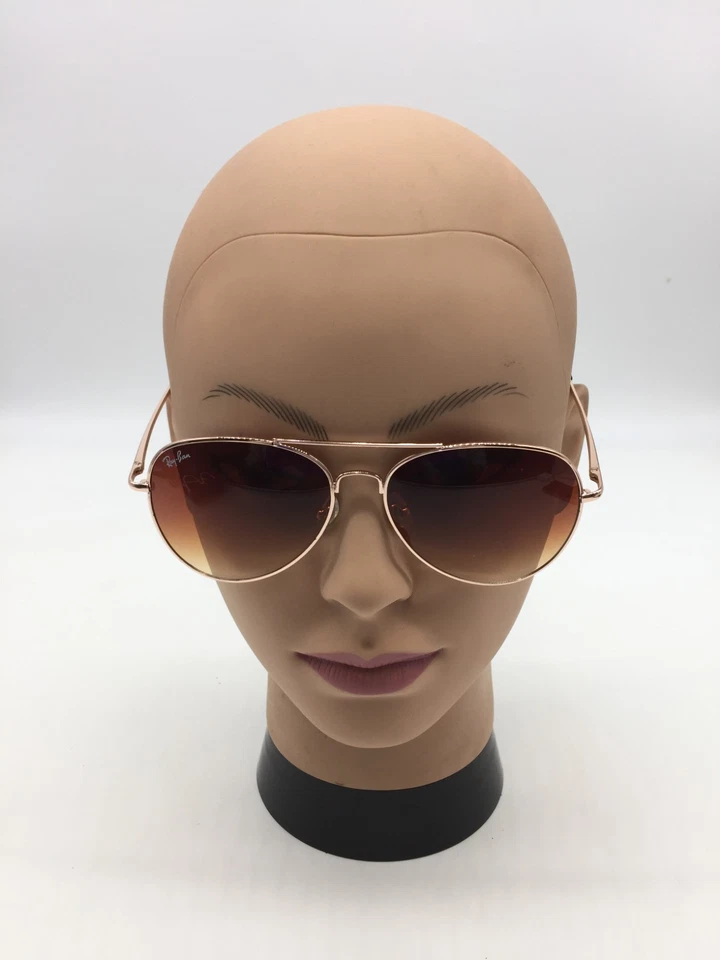 Óculos de sol Ray-Ban aviador designer ouro rosa 58-14-144 lente marrom - Imagem 2 de 4