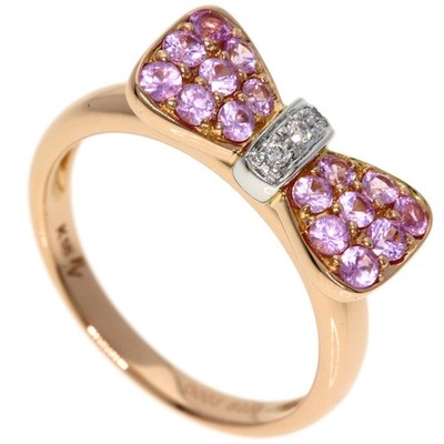 Ponte Vecchio Ring Band Diamant rosa Saphir K18 Rotgold Damen [gebraucht]