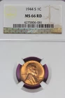 1944 S NGC 1C MS66RD LINCOLN WHEAT CENT #B52238