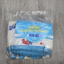 Vintage Sesame Street Quilted Blanket 36"x42" Riegel 90s Deadstock  Made In USA