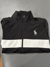 Polo Ralph Lauren Boys Size L Big Pony Track Jacket Full Zip Black And White