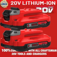 2PACK For Craftsman V20 20 Volt MAX Lithium Battery CMCB204 CMCB202 CMCB201 TOOL