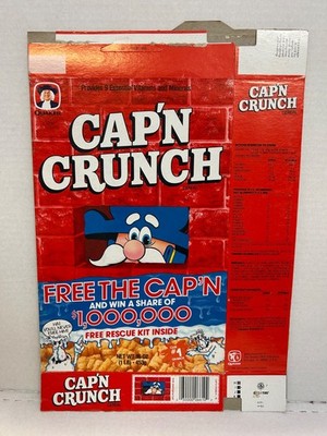 Cap'N Crunch 1986 Free the Cap'N Cereal Box 16oz Empty