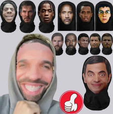 Realistic 3D Face for Men Women Cosplay Mask Full Face Hip Hop Balaclava Hood