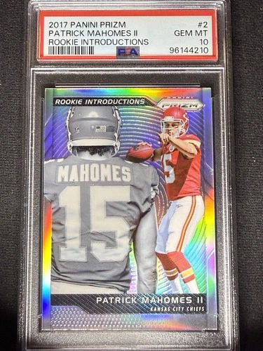 2017 Panini Prizm Rookie Introductions Patrick Mahomes Silver Prizm (RC) PSA 10