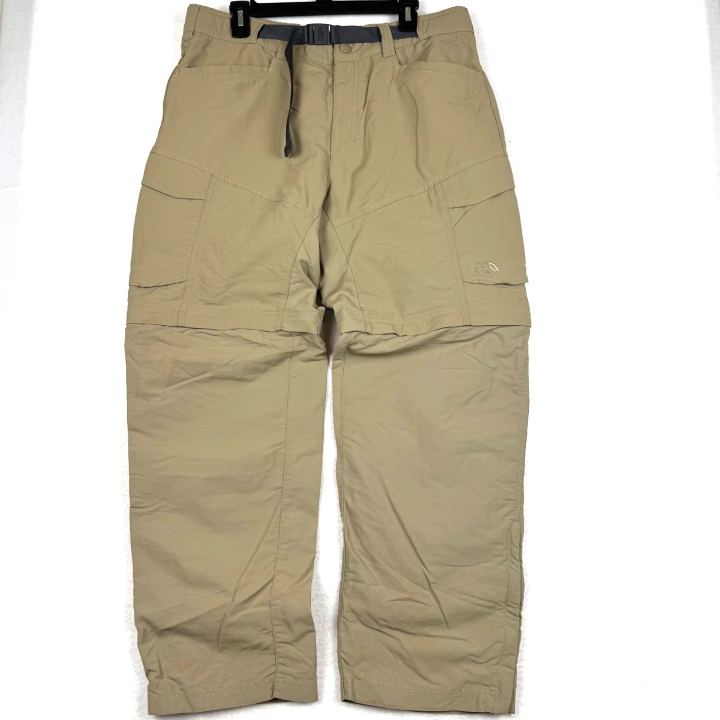 The North Face Men's Large Belted Tan Outdoor Hiking Convertible Cargo Pants