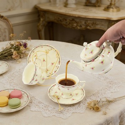 Porcelain Tea Sets White Ceramic Tea Set European style Tea Set With Gift Box