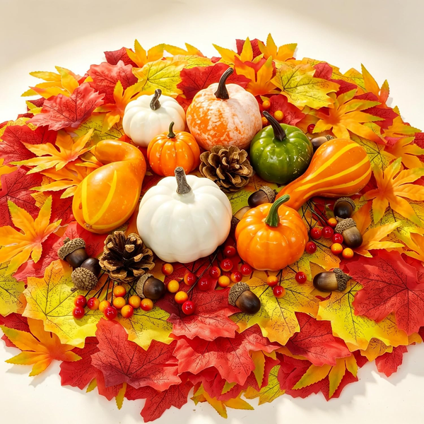 Rollway 170 StüCk Herbstdeko KüRbis Set, KüRbis HerbstbläTter Herbst Deko-image