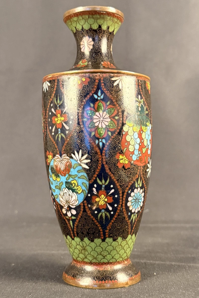 多色景泰蓝1850-1899 年日本花瓶| eBay