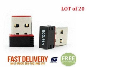 Lot of 20 Mini USB WiFi WLAN Wireless Network Adapter 802.11 Dongle RTL8188 WIN