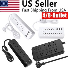 Multi Outlet Wall Mountable USB Surge Protector Power Strip with USB Ports Plugs