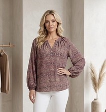 Max Studio Womens Floral 100% Silk Top Size M...