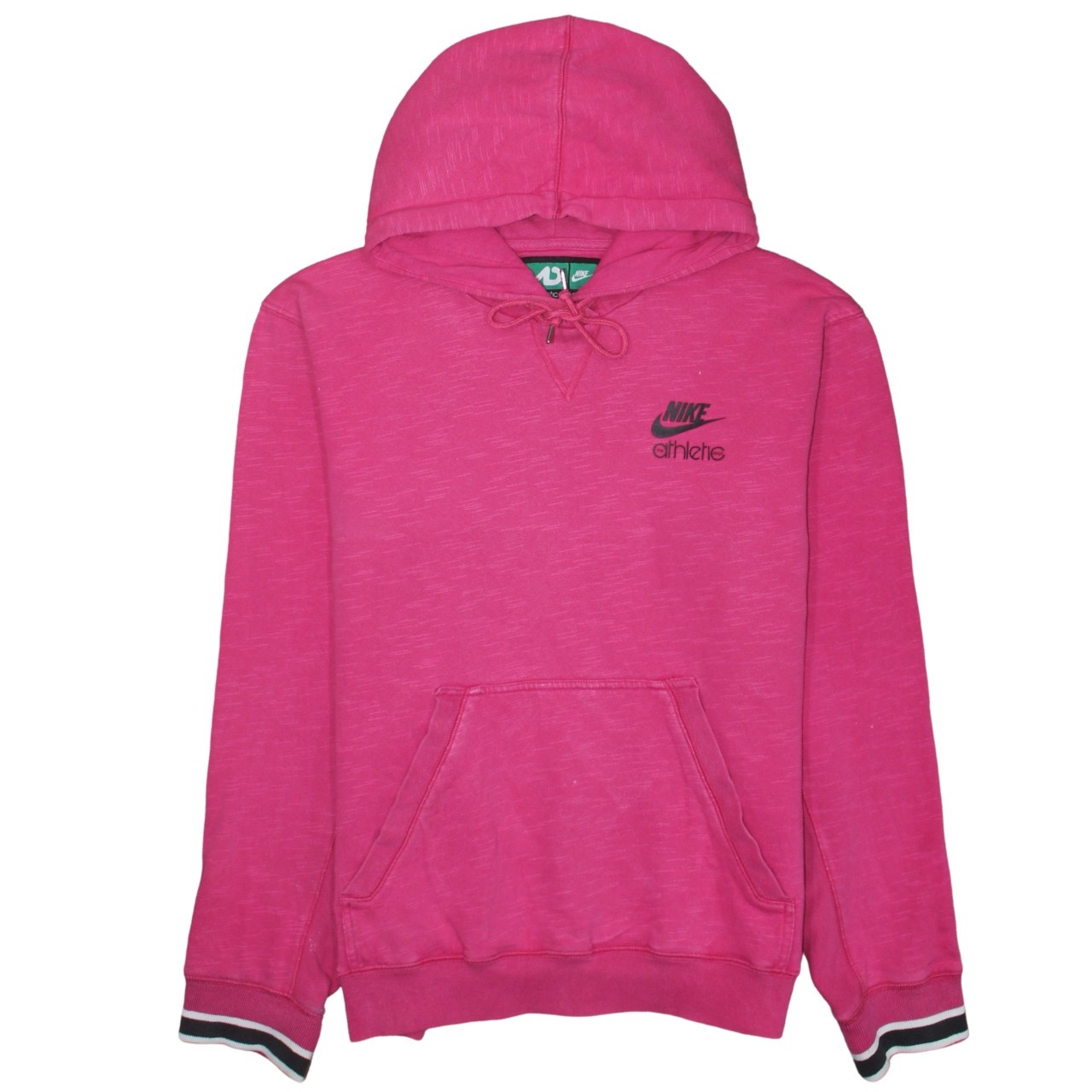 Nike Mens Hoodie Pink Fleece Pullover Embroidered Athlete Logo Kangaroo Pocket M