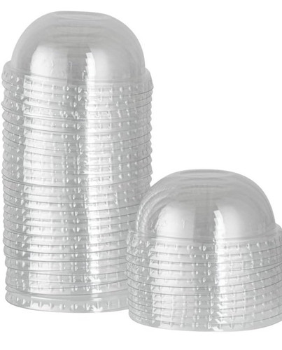 LIDS ONLY: Dome-Shaped Lids, 200 Transparent Plastic Lids For 8 Ounce - Picture 1 of 6