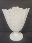 Vintage Fenton Daisy and Button White Milk Glass Vase Flared Scalloped Rim