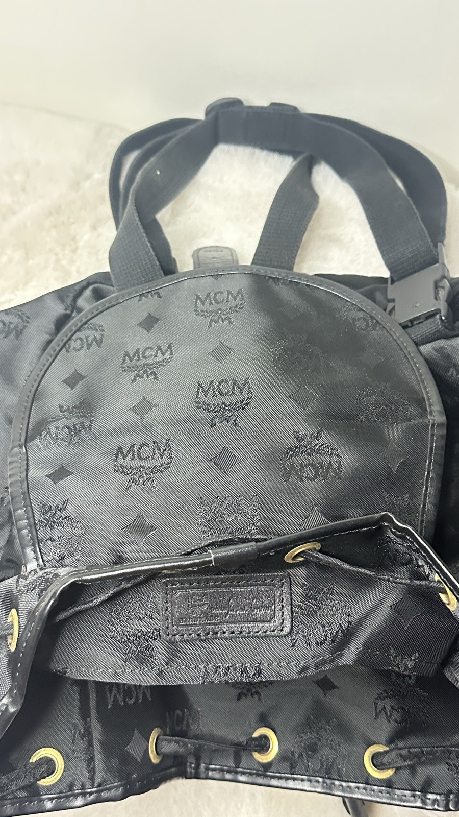 MCM Authentic Black Nylon Medium Backpack Vintage - image 18