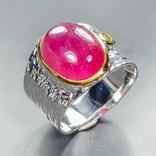 Top color natural 9 ct Ruby Ring 925 Sterling Silver Size 8 /R455164
