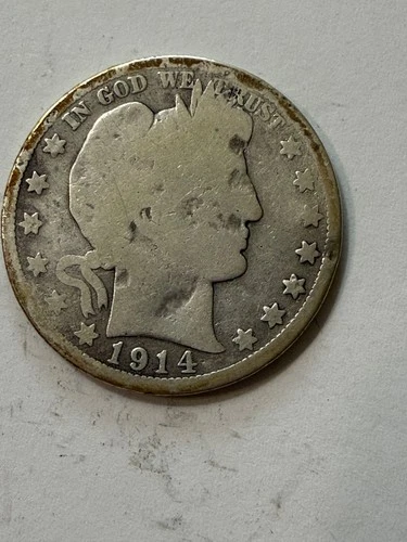 1914-P Original Silver Barber Half Dollar - Key  Date - Avg Circ