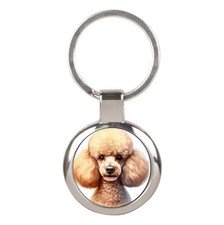 Poodle Dog Pet Art Key Ring Key chain Chrome Finish Key Fob Photo