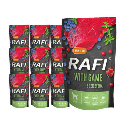 Nassfutter für Hunde Rafi mit Wild   Beutel, Set 10 x 500 g nue Dolina Noteci