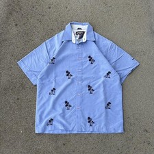 Vintage Y2K Billabong Blue Button Up Short Sleeve Medium Surf Hawaiian Palm Tree