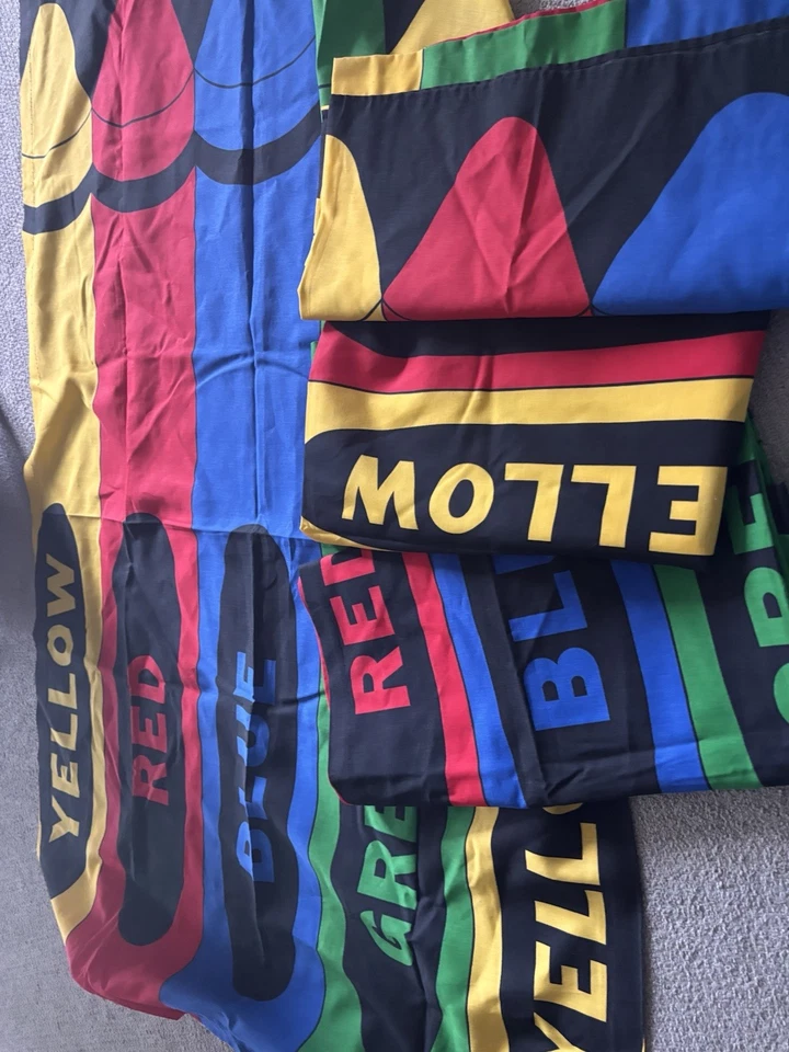 Conjunto de cortinas de lápis de cor vintage anos 90 4 painéis 65”L cores primárias quarto infantil - Imagem 2 de 2