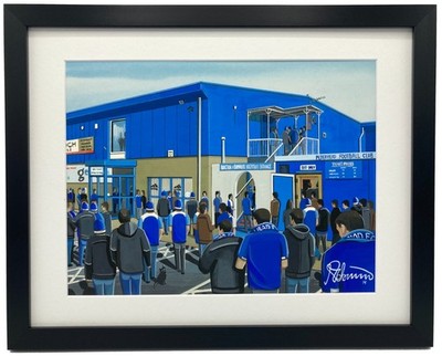Peterhead, Balmoor Stadium. Gerahmter Kunstdruck Fußballverein FC. 14'' x 11'' Rahmen