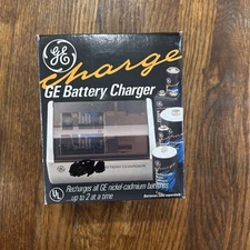 GE Battery Charger Sizes AA AAA C D 9Volt Nickel-Cadmium Vintage Original Box