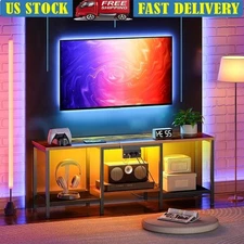 Storage TV Stand W/ Power Center Gaming Media Console Industrial Design New