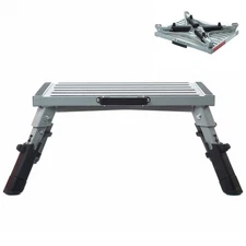 Plataforma y taburete de aluminio plegables, patas de goma que no dejan marcas