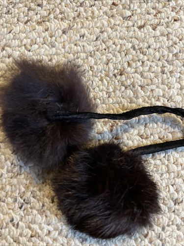 1960s Vintage Genuine Fur Hood Hat With Lining And Pom Pom Ties - Picture 4 of 4