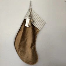 Magnolia Market Waco Joanna Gaines Holiday Stocking Gold Velvet With Bells