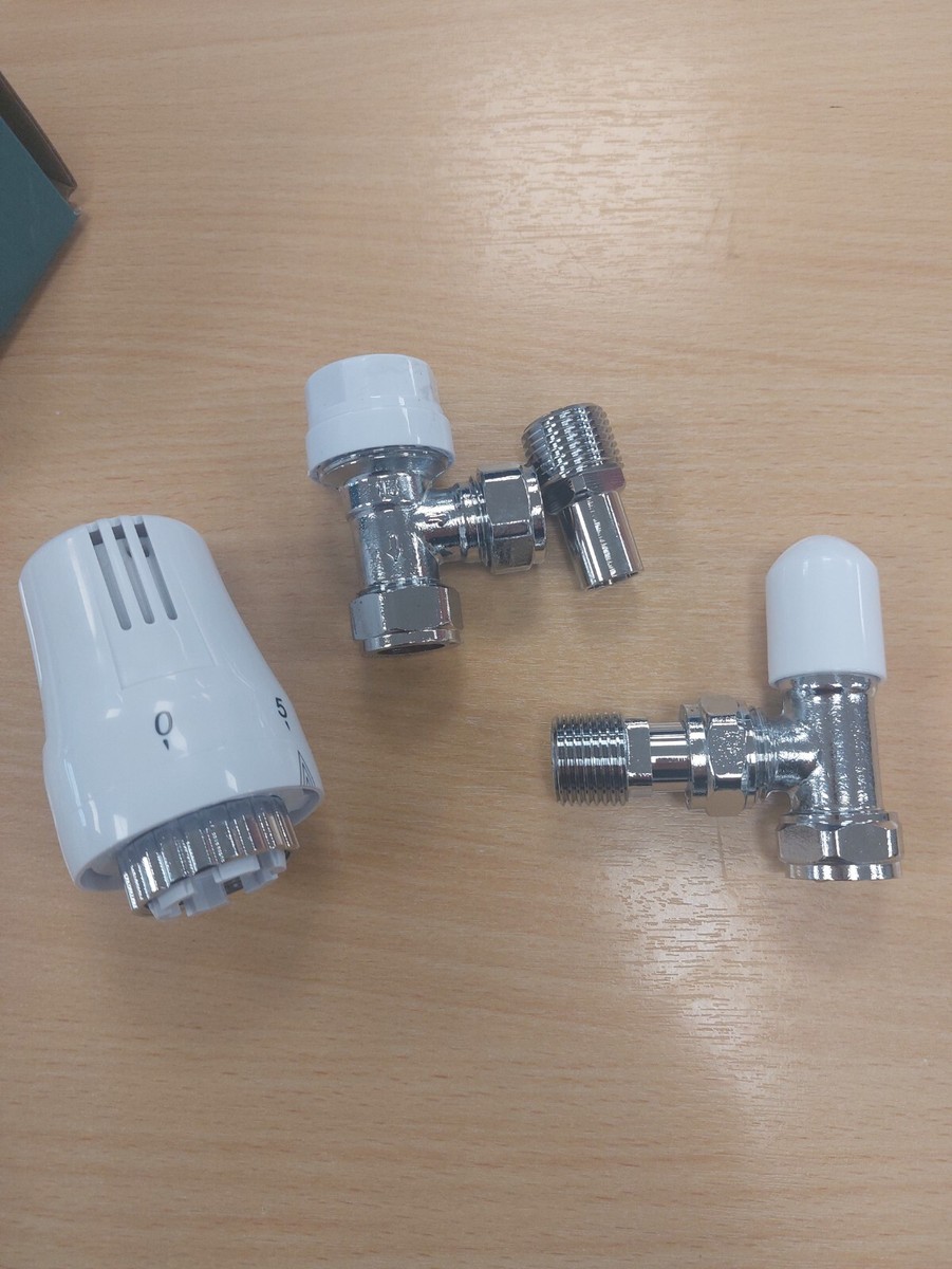 15mm Angled TRV White Kartell TRV Thermostatic Radiator Valve Set ...