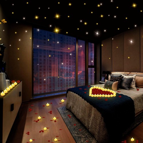 3000Pcs Rose Petals with 36Pcs LED Tea Lights Candles, Rose Petals for Romantic - Picture 2 of 5
