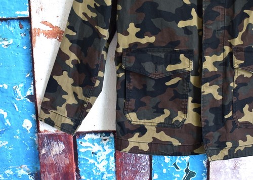 Herren George Army Cargo Feldjacke Militär Hoodie durchgehender Reißverschluss KLEINE Tarnung - Bild 5 von 13
