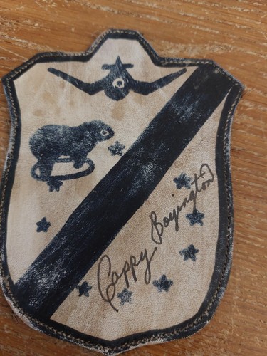 Flying Tigers Black Sheep Pappy Boyington Leather Patch Signed Handmade - Picture 4 of 5