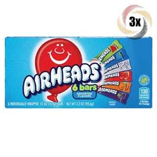 3x Packs Airheads Assorted Flavors Chewy Candy, 6 Bars Per Pack - 3.3oz